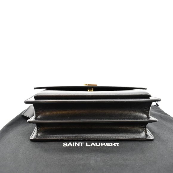 YVES SAINT LAURENT  Monogram Sunset Medium Leather Shoulder Bag Black - Picture 7 of 13
